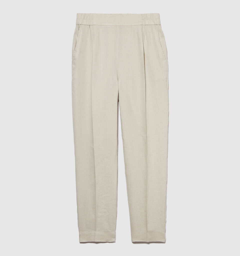 100% linen joggers - women's joggers - Creamy White | Sisley image number 6